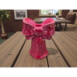 New Pink Opal Bow Bowknot Bowtie Candlestick Holder Stand Valentine’s Day Decor